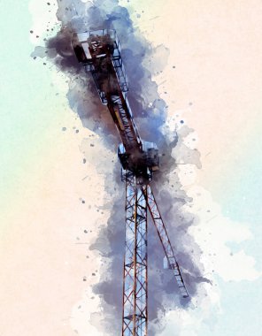 Şantiye iskelesi, klasik resim çizimi olan bir inşaat alanı.