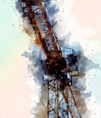 Şantiye iskelesi, klasik resim çizimi olan bir inşaat alanı.