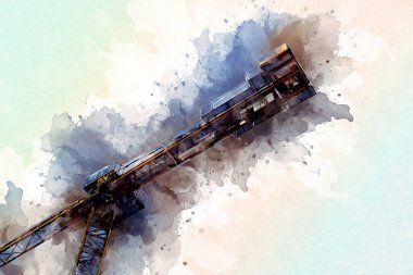 Şantiye iskelesi, klasik resim çizimi olan bir inşaat alanı.