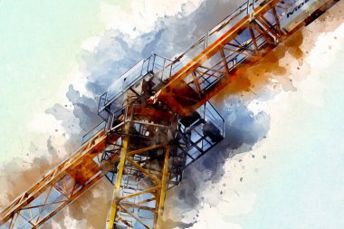 Şantiye iskelesi, klasik resim çizimi olan bir inşaat alanı.