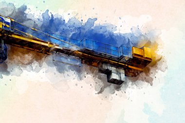 Şantiye iskelesi, klasik resim çizimi olan bir inşaat alanı.