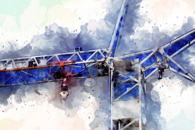 Şantiye iskelesi, klasik resim çizimi olan bir inşaat alanı.