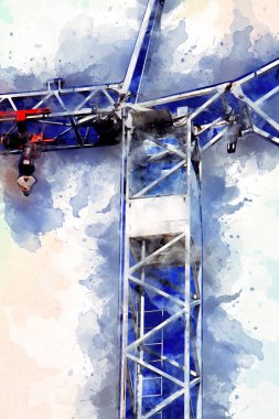 Şantiye iskelesi, klasik resim çizimi olan bir inşaat alanı.