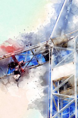 Şantiye iskelesi, klasik resim çizimi olan bir inşaat alanı.