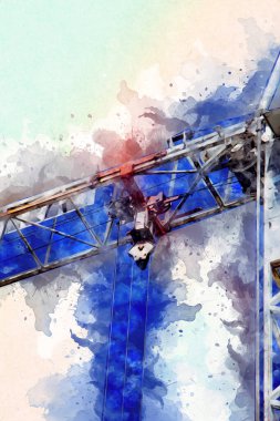 Şantiye iskelesi, klasik resim çizimi olan bir inşaat alanı.