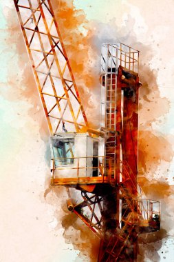Şantiye iskelesi, klasik resim çizimi olan bir inşaat alanı.