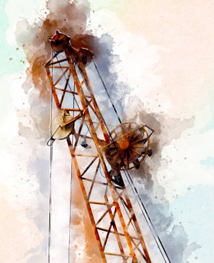 Şantiye iskelesi, klasik resim çizimi olan bir inşaat alanı.