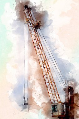 Şantiye iskelesi, klasik resim çizimi olan bir inşaat alanı.