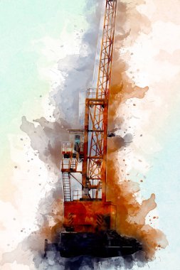 Şantiye iskelesi, klasik resim çizimi olan bir inşaat alanı.