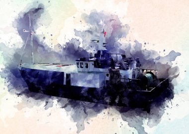 Yelkenli tekneler rıhtıma, liman sanatı illüstrasyonları klasik