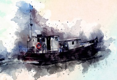 Yelkenli tekneler rıhtıma, liman sanatı illüstrasyonları klasik