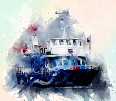 Yelkenli tekneler rıhtıma, liman sanatı illüstrasyonları klasik