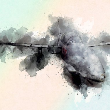 Amerikan savaş uçağı resim sanatı klasiği çiziyor.