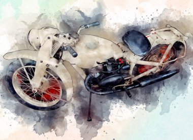 İkinci Dünya Savaşı 'ndan beri izole edilmiş beyaz bir geçmişi olan eski bir askeri motosiklet.