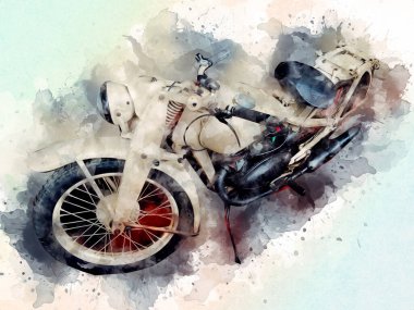 İkinci Dünya Savaşı 'ndan beri izole edilmiş beyaz bir geçmişi olan eski bir askeri motosiklet.