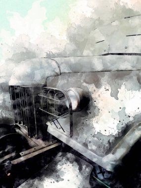 Zırhlı Araç Teknik Askeri Kamyon Sanat Çizimi