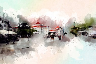 Sopot sanat çiziminde kare ve gezinti mimari dönüm noktası