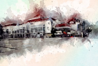 Sopot sanat çiziminde kare ve gezinti mimari dönüm noktası