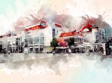 Sopot sanat çiziminde kare ve gezinti mimari dönüm noktası