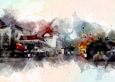 Sopot sanat çiziminde kare ve gezinti mimari dönüm noktası