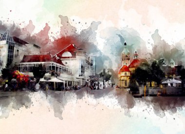 Sopot sanat çiziminde kare ve gezinti mimari dönüm noktası