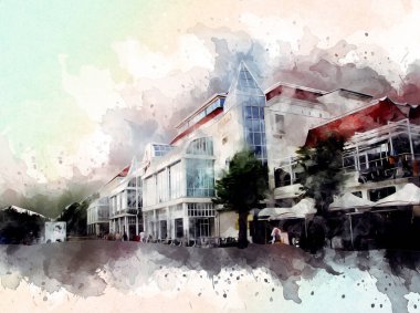 Sopot sanat çiziminde kare ve gezinti mimari dönüm noktası