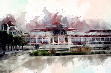 Sopot sanat çiziminde kare ve gezinti mimari dönüm noktası