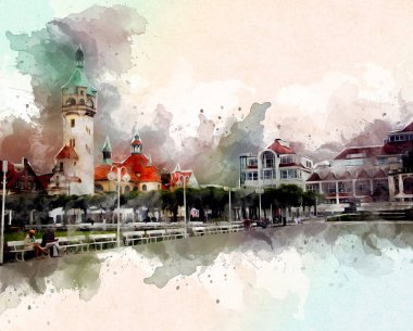 Sopot sanat çiziminde kare ve gezinti mimari dönüm noktası