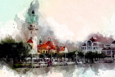 Sopot sanat çiziminde kare ve gezinti mimari dönüm noktası