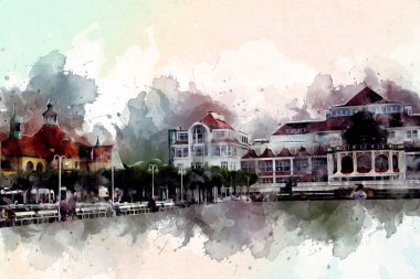 Sopot sanat çiziminde kare ve gezinti mimari dönüm noktası