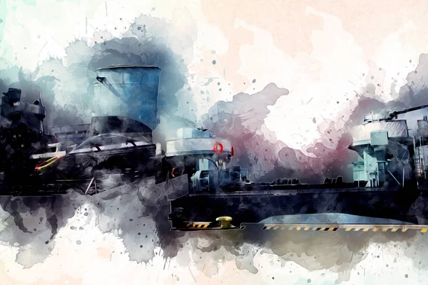 Savaş gemisi deniz illüstrasyonu antika sanat eseri çizimi