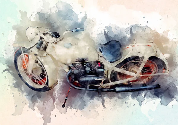 İkinci Dünya Savaşı 'ndan beri izole edilmiş beyaz bir geçmişi olan eski bir askeri motosiklet.