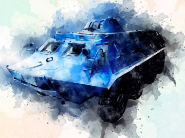 Vintage tank izole çizim sanat illüstrasyonu