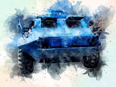 Vintage tank izole çizim sanat illüstrasyonu