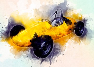 Klasik Retro Klasik Eski Araba Çizimi