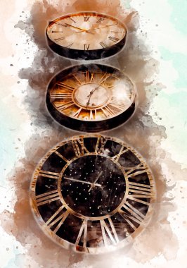 Eski antika klasik saatlerin eski kağıt arka plandaki tuşları.