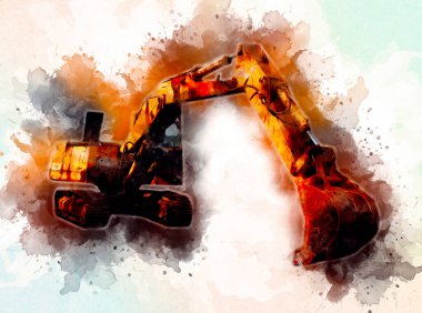 Ekskavatör illüstrasyon izole renk sanat eseri