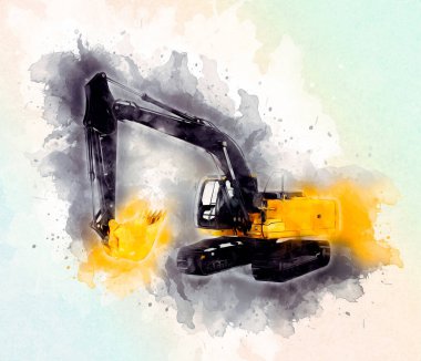 Ekskavatör illüstrasyon izole renk sanat eseri