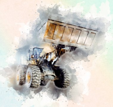 Ekskavatör illüstrasyon izole renk sanat eseri