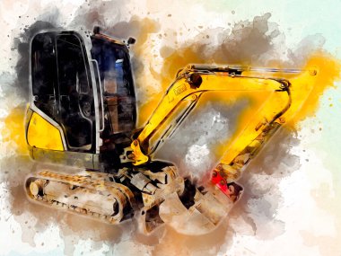 Ekskavatör illüstrasyon izole renk sanat eseri