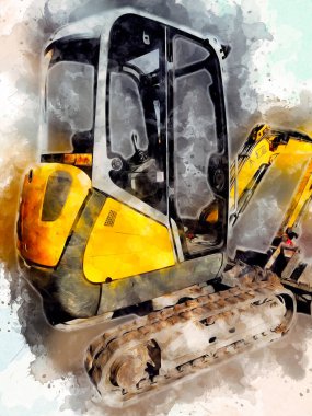 Ekskavatör illüstrasyon izole renk sanat eseri