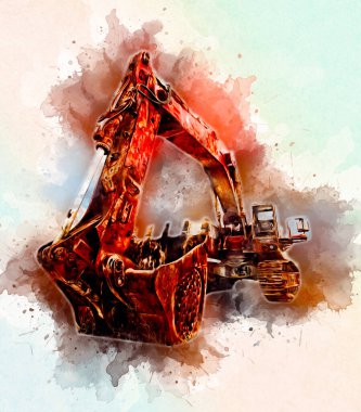 Ekskavatör illüstrasyon izole renk sanat eseri