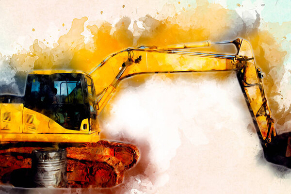 Excavator illustration color isolated art work