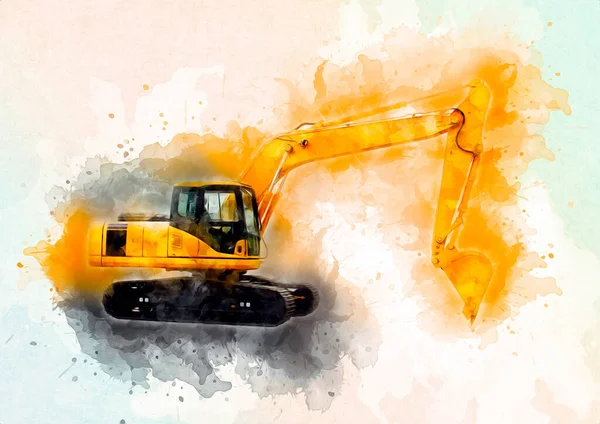 Excavator illustration color isolated art work