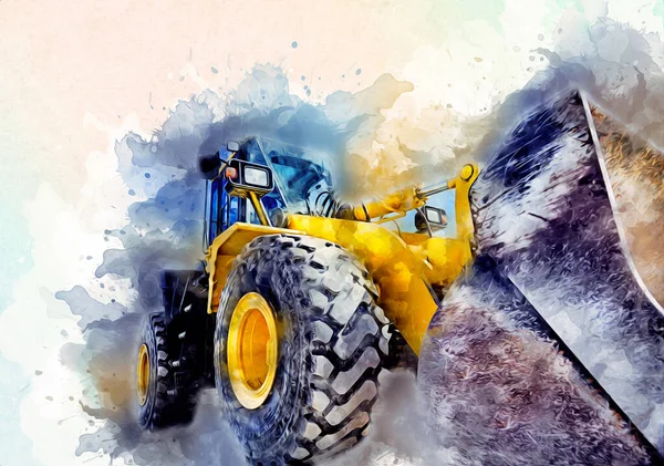 Excavator illustration color isolated art work