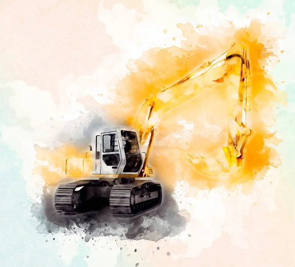 Excavator illustration color isolated art work