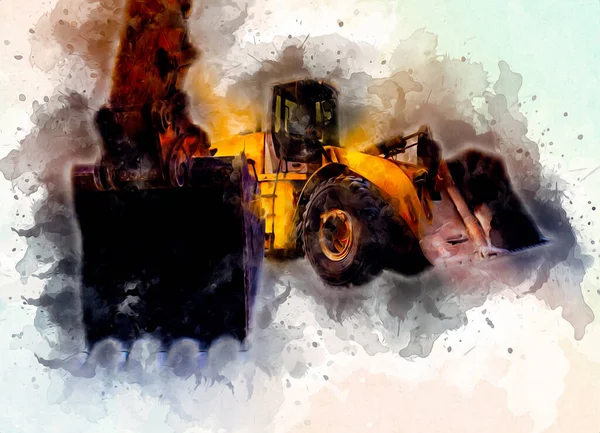 Excavator illustration color isolated art work