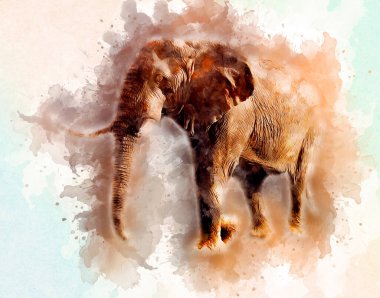 Fil sanatı illüstrasyonu eski moda.