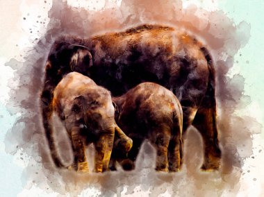 Fil sanatı illüstrasyonu eski moda.