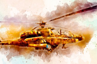 askeri helikopter resim sanatı klasiği çiziyor